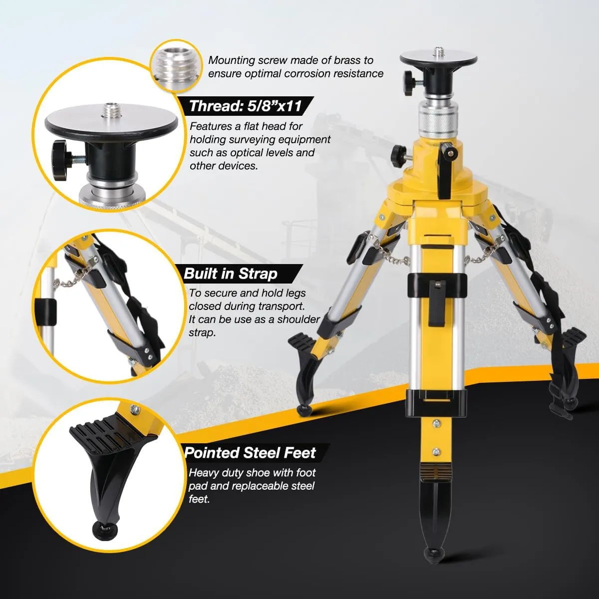 Elevator Tripod for Laser Level, Surveying Instruments With Adjustable Legs for Cross Rotary Lasers