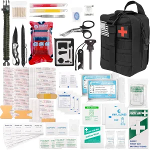 Emblem OD 242 pc First Aid Survival Kit with Tourniquet Kit | MOLLE IFAK Med Kit | Emergency Medical Trauma Kit | Survival Gear | Made in USA and Asia