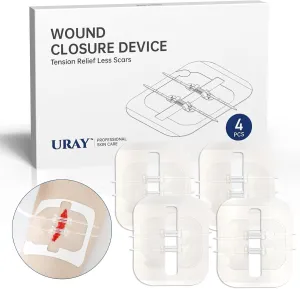 Emergency Wound Closure Device, 4 Pcs Butterfly Bandaids Closure Zippers, Repair Wounds Without Stitches, Quick Clot, Adjustable (4-Strap) (1002)
