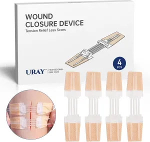 Emergency Wound Closure Device, 4 Pcs Butterfly Bandaids Closure Zippers, Repair Wounds Without Stitches, Quick Clot, Adjustable (4-Strap)