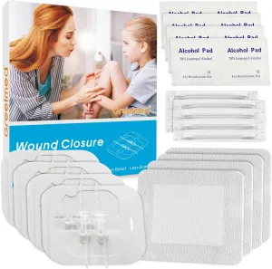 Emergency Wound Closure Strips 4Pcs Butterfly Bandages for Wound Care, Zip Stitch Bandaids Steri Strips Wound Closure, Stitchless Painless Laceration Closure Kit