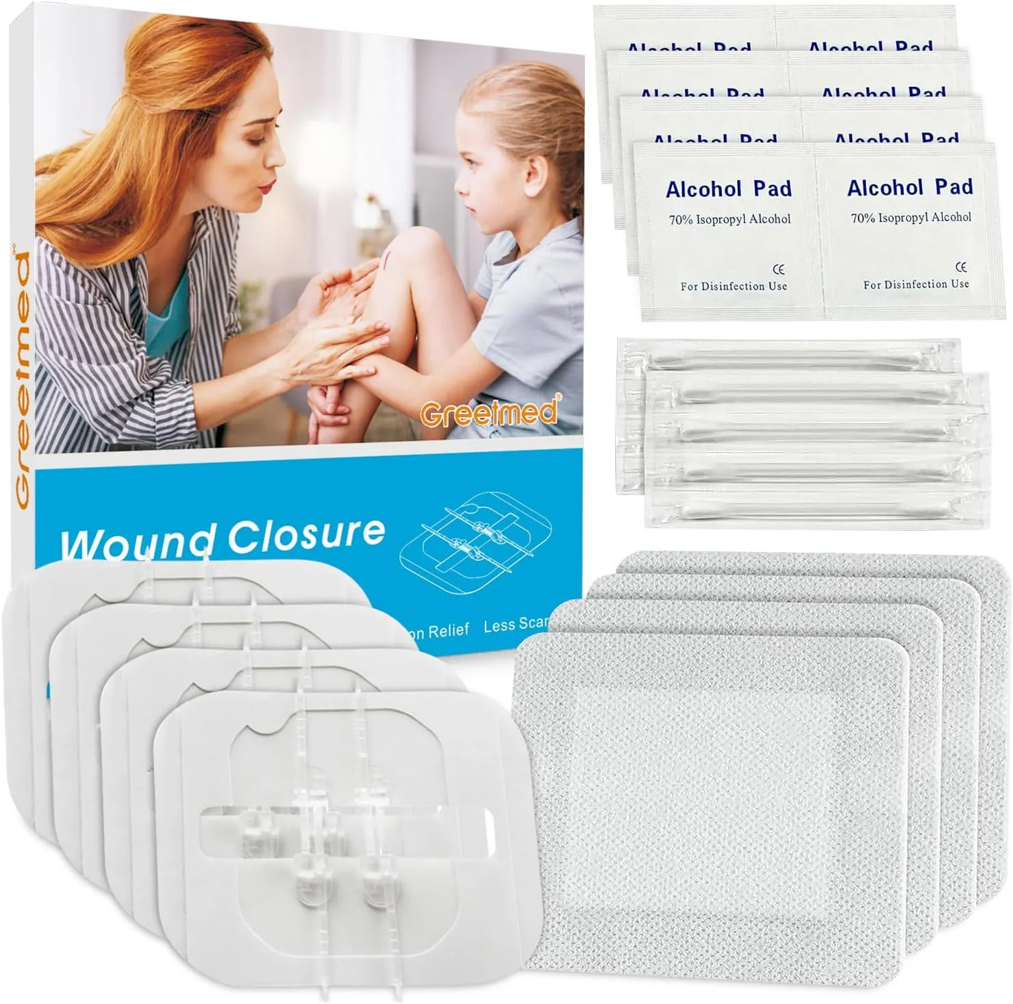 Emergency Wound Closure Strips 4Pcs Butterfly Bandages for Wound Care, Zip Stitch Bandaids Steri Strips Wound Closure, Stitchless Painless Laceration Closure Kit