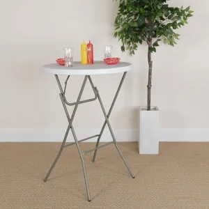 EMMA   OLIVER 2.6-Foot Round Granite White Plastic Bar Height Folding Event Table