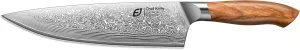 Emojoy Chef Knife 8-inch All Purpose, Japannese Steel, 67-Layers Damascus Knife with Original Olive Wood Handle, Include Wooden Gift Box
