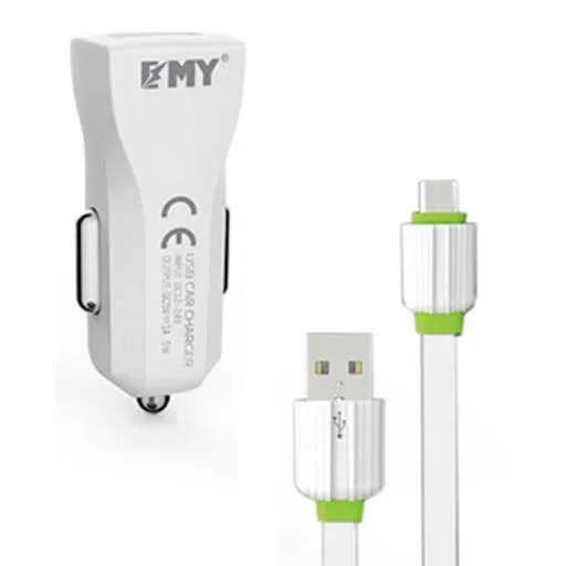 EMY MY-131 (Auto ID) 3.4A Premium Quality Universal Car Charger With Free Micro USB Cable