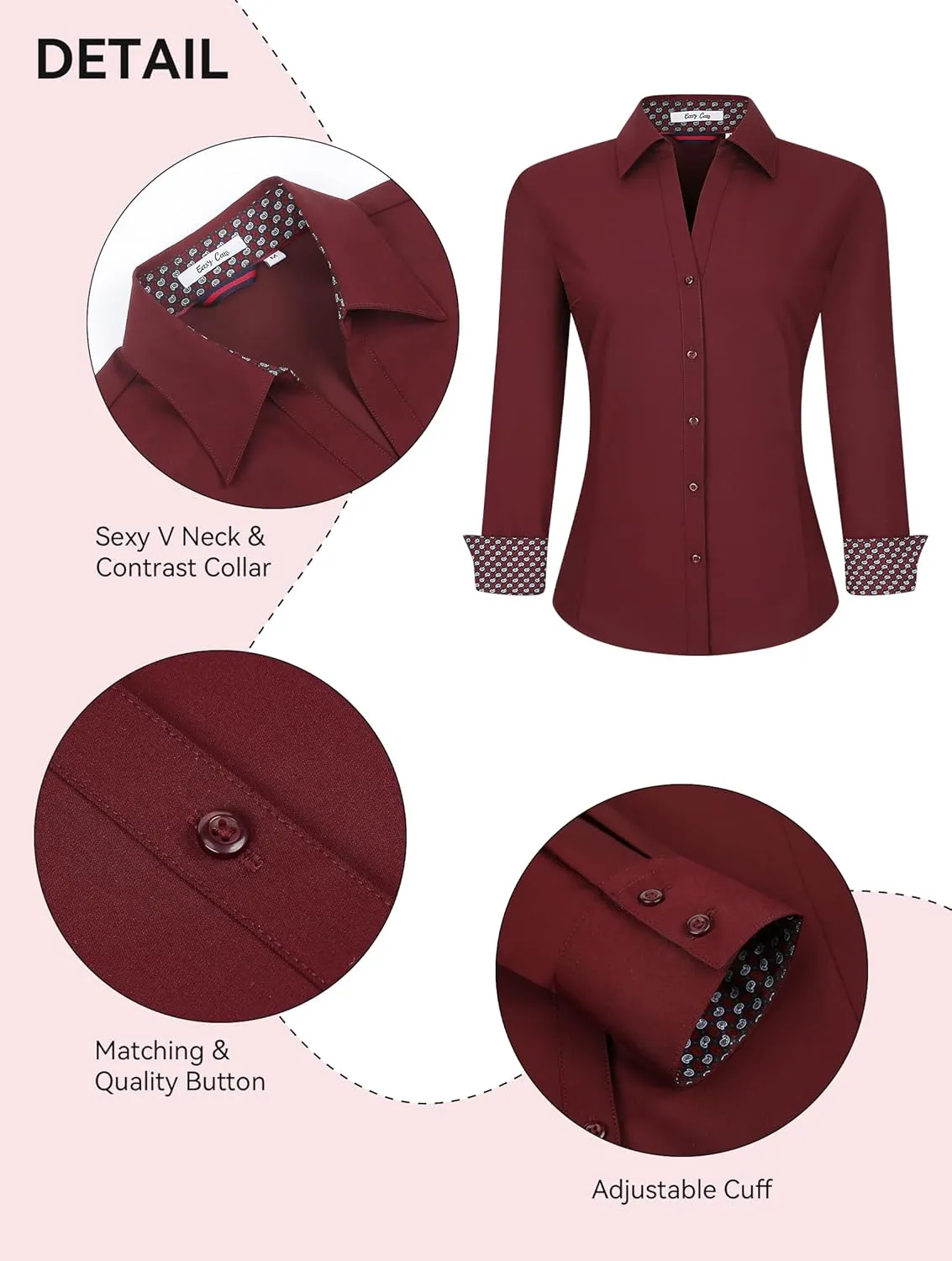 Esabel.C Womens Button Down Shirts Long Sleeve Regular Fit Stretch Work Blouse