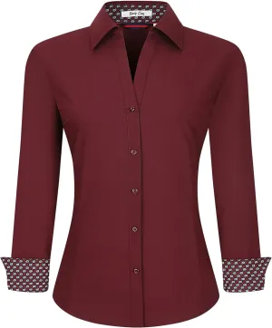 Esabel.C Womens Button Down Shirts Long Sleeve Regular Fit Stretch Work Blouse