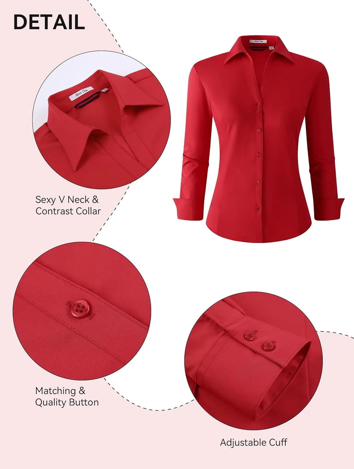 Esabel.C Womens Button Down Shirts Long Sleeve Regular Fit Stretch Work Blouse