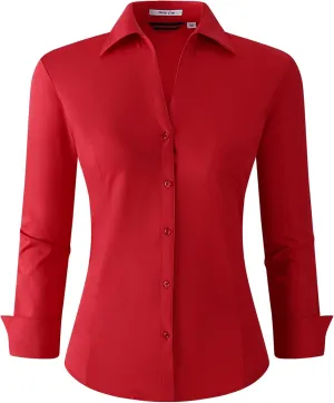 Esabel.C Womens Button Down Shirts Long Sleeve Regular Fit Stretch Work Blouse
