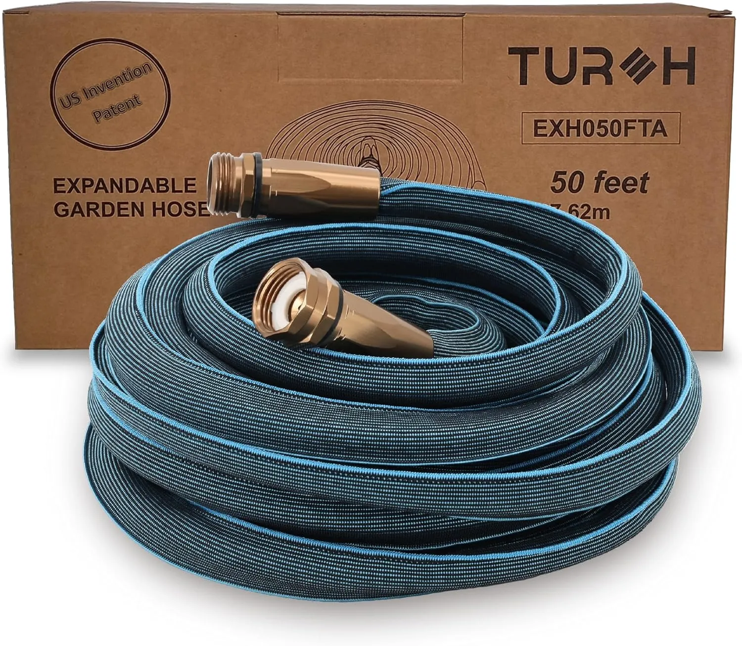 Expandable Garden Hose 50FT (storage length 25FT), No Kink Flexible Hose for Outdoor, Lightweight and Kink-Free Expanding Pipe, Heavy Duty Retractable Stretch Hose, US Invention Patent
