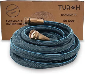 Expandable Garden Hose 50FT (storage length 25FT), No Kink Flexible Hose for Outdoor, Lightweight and Kink-Free Expanding Pipe, Heavy Duty Retractable Stretch Hose, US Invention Patent