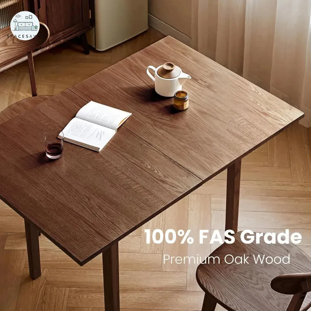 Extendable Solid Wood Folding Dining Table | Space-Saving Design for Small Spaces
