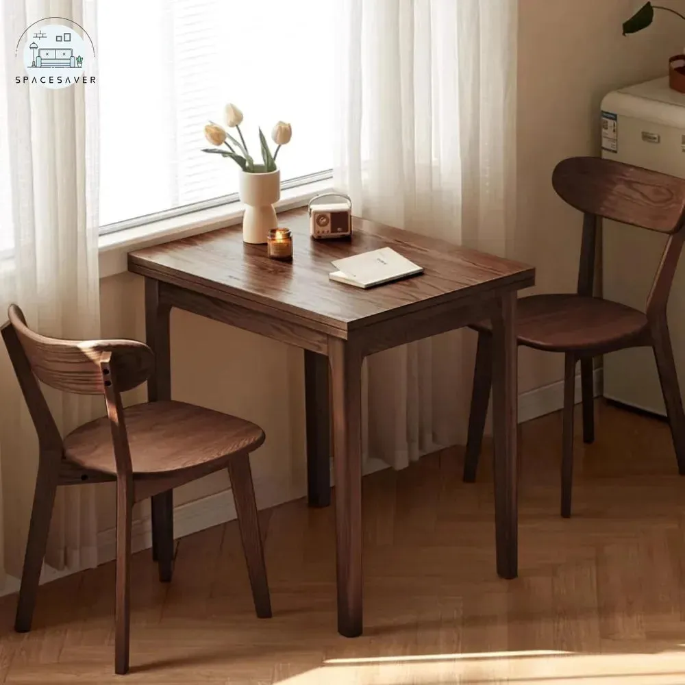 Extendable Solid Wood Folding Dining Table | Space-Saving Design for Small Spaces