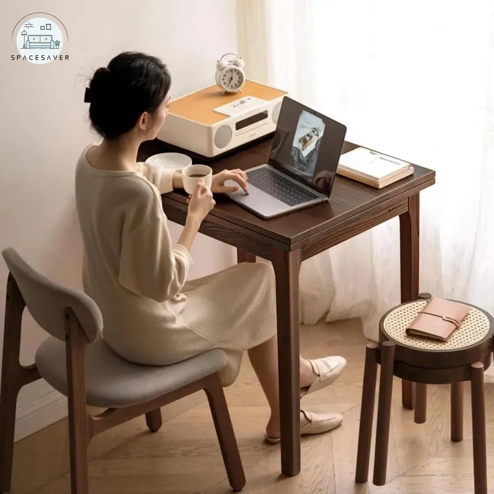 Extendable Solid Wood Folding Dining Table | Space-Saving Design for Small Spaces