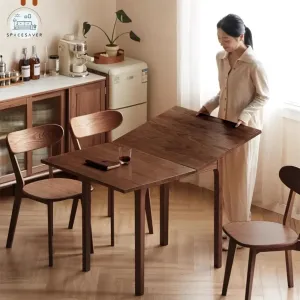 Extendable Solid Wood Folding Dining Table | Space-Saving Design for Small Spaces