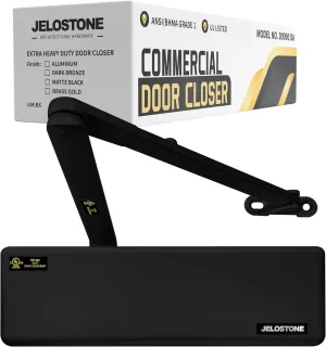 Extra Heavy Duty Commercial Door Closer, D9000DA for Doors (Max 330LBS), Delayed Action Automatic Door Closer, Adjustable 6 Speed Spring Door Closer, UL Listed Grade 1 ADA, Matte Black