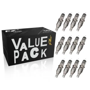 EZ Tattoo Cartridge Needles Assorted 50Pcs #10 Bugpin Curved Magnum 7RM 9RM 11RM 13RM 15RM Mixed for Rotary Tattoo Pen Machine Supply