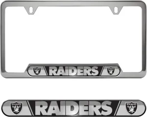 FANMATS NFL Embossed License Plate Frame, Stainless Steel Frame with Stamped Aluminum Team Logo Inserts, 6.25in x 12.25in