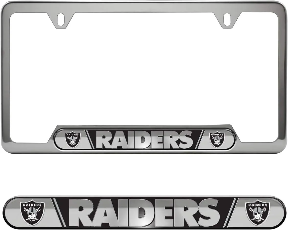 FANMATS NFL Embossed License Plate Frame, Stainless Steel Frame with Stamped Aluminum Team Logo Inserts, 6.25in x 12.25in