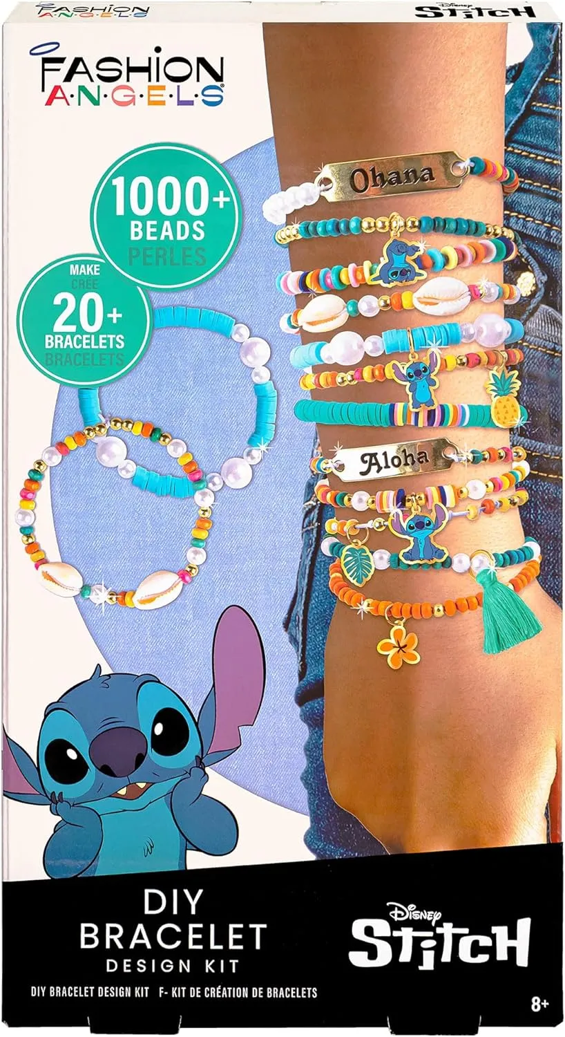 Fashion Angels Disney Stitch DIY Bracelet Making Kit, Includes 1,000  Shell Beads, Tassels, & More, Lilo & Stitch Collectable Jewelry for Kids, Teen Girls & Boys