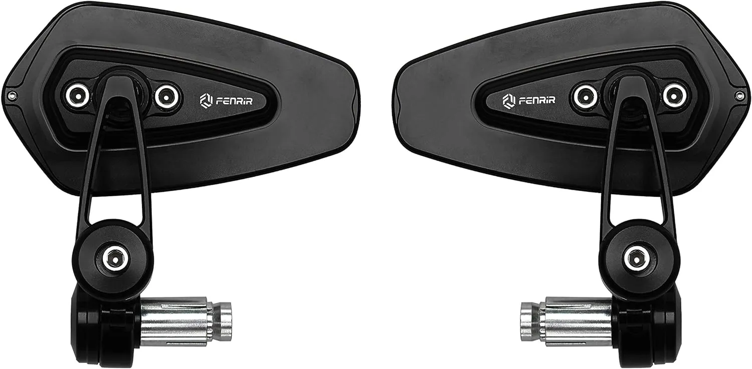 FENRIR CNC Aluminum Alloy Cafe Racer Black Motorcycle Bar End Mirrors Side Folding 22MM 7/8" inch Handlebar Mirror Universal Rear View For M6/M8 Standard Super Sport Naked Street Bike Scooter Minimoto