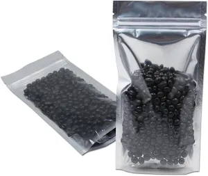 FERENLI 500Pcs Stand Up Clear Front for Zip Resealable Lock Aluminum Mylar Foil Plastic Packaging Bag Heat Sealable Zipper Lock with Tear Notch Long Term Food Storage (3.5x5.5 inch)