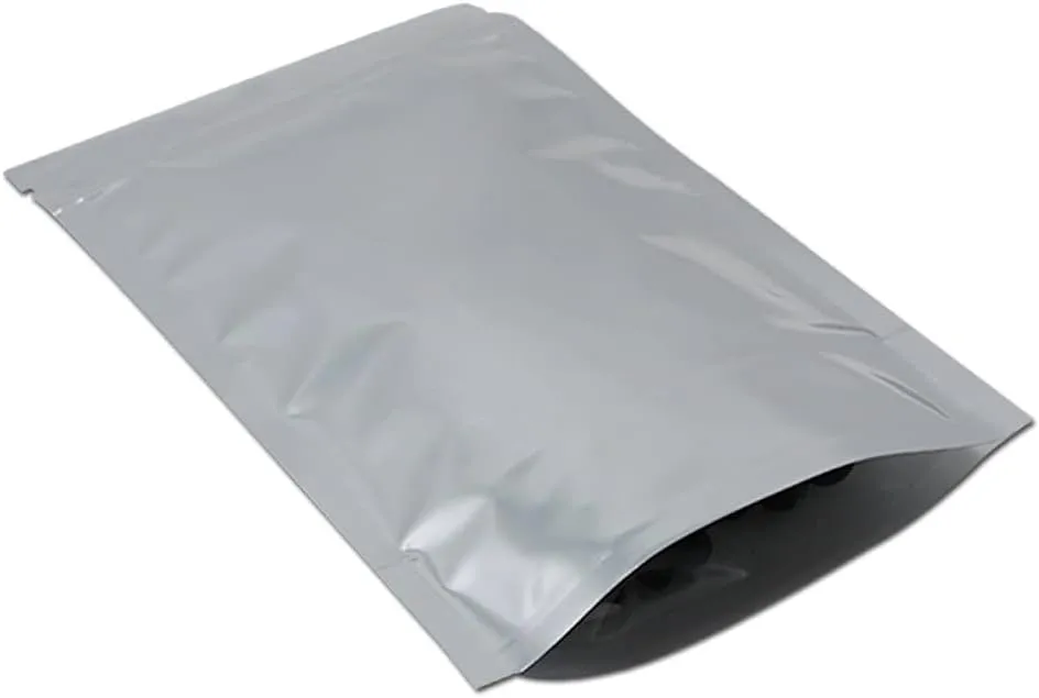FERENLI 500Pcs Stand Up Clear Front for Zip Resealable Lock Aluminum Mylar Foil Plastic Packaging Bag Heat Sealable Zipper Lock with Tear Notch Long Term Food Storage (3.5x5.5 inch)
