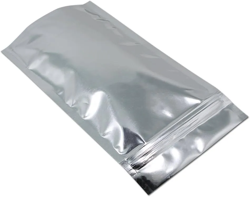 FERENLI 500Pcs Stand Up Clear Front for Zip Resealable Lock Aluminum Mylar Foil Plastic Packaging Bag Heat Sealable Zipper Lock with Tear Notch Long Term Food Storage (3.5x5.5 inch)