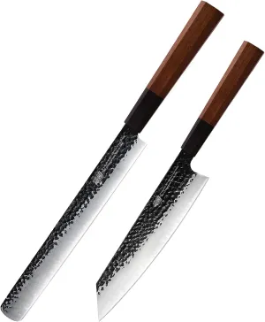 FINDKING Dynasty Series 9” Kiritsuke Gyutou Knife and 12” brisket Knife, High Carbon Clad Steel Octagonal Handle Kitchen Slicing Knives
