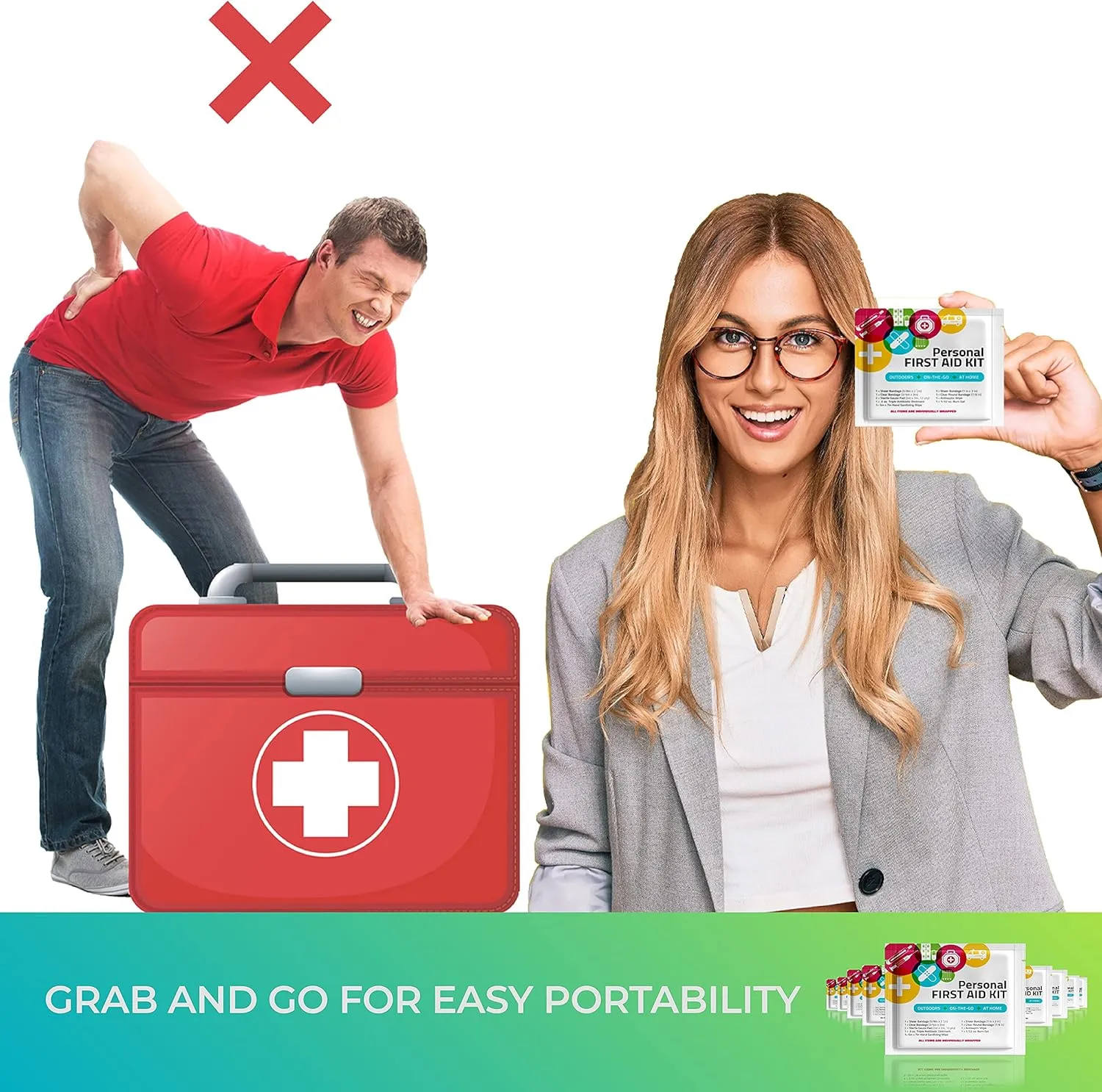 First Aid Emergency Medical Kit Mini and Travel Size - | Great for Kids, Schools, Business, Hiking, Camping | Wound Care Products (Abstract) (10)