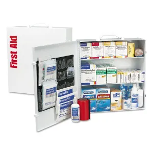 First Aid Only 90575 3-Shelf ANSI B  and OSHA-Compliant First Aid Kit, 100-150-Person Emergency First Aid Kit for Business and Worksite, First Aid Metal Cabinet with Medications, 675 Pieces