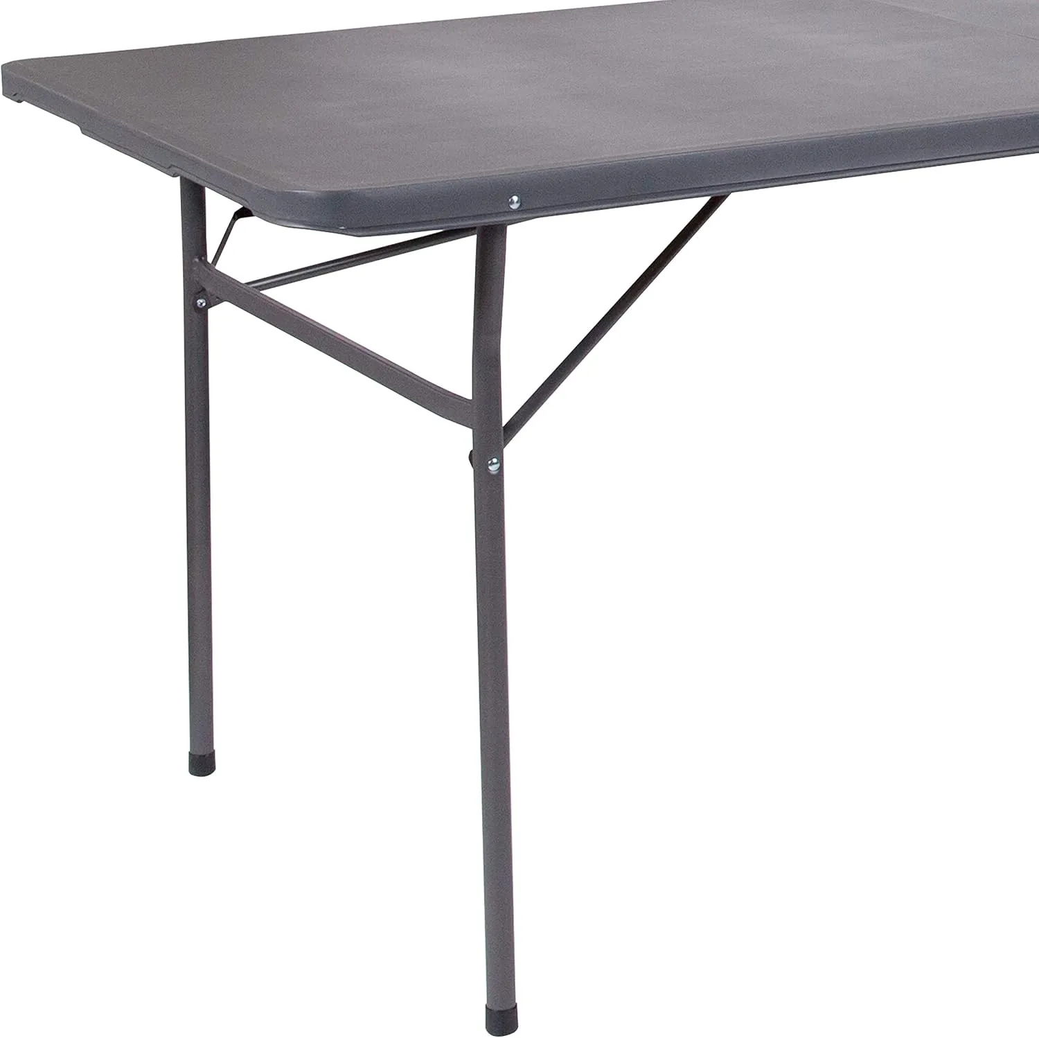 Flash Furniture 6' Rectangular Plastic Folding Event Table with Carrying Handle, Bi-Fold Portable Banquet Table for Indoor/Outdoor Events, Dark Gray