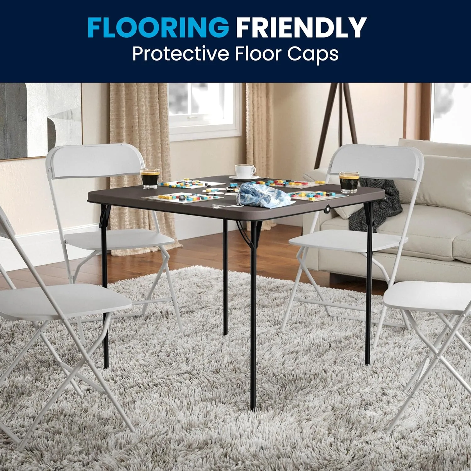 Flash Furniture Dunham 2.83' Square Plastic Folding Event Table with Carrying Handle, Bi-Fold Banquet Table for Indoor/Outdoor Events, Dark Gray