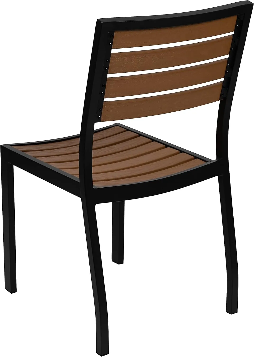 Flash Furniture Lark Outdoor Stackable Side Chair with Faux Teak Poly Slats, Set of 2