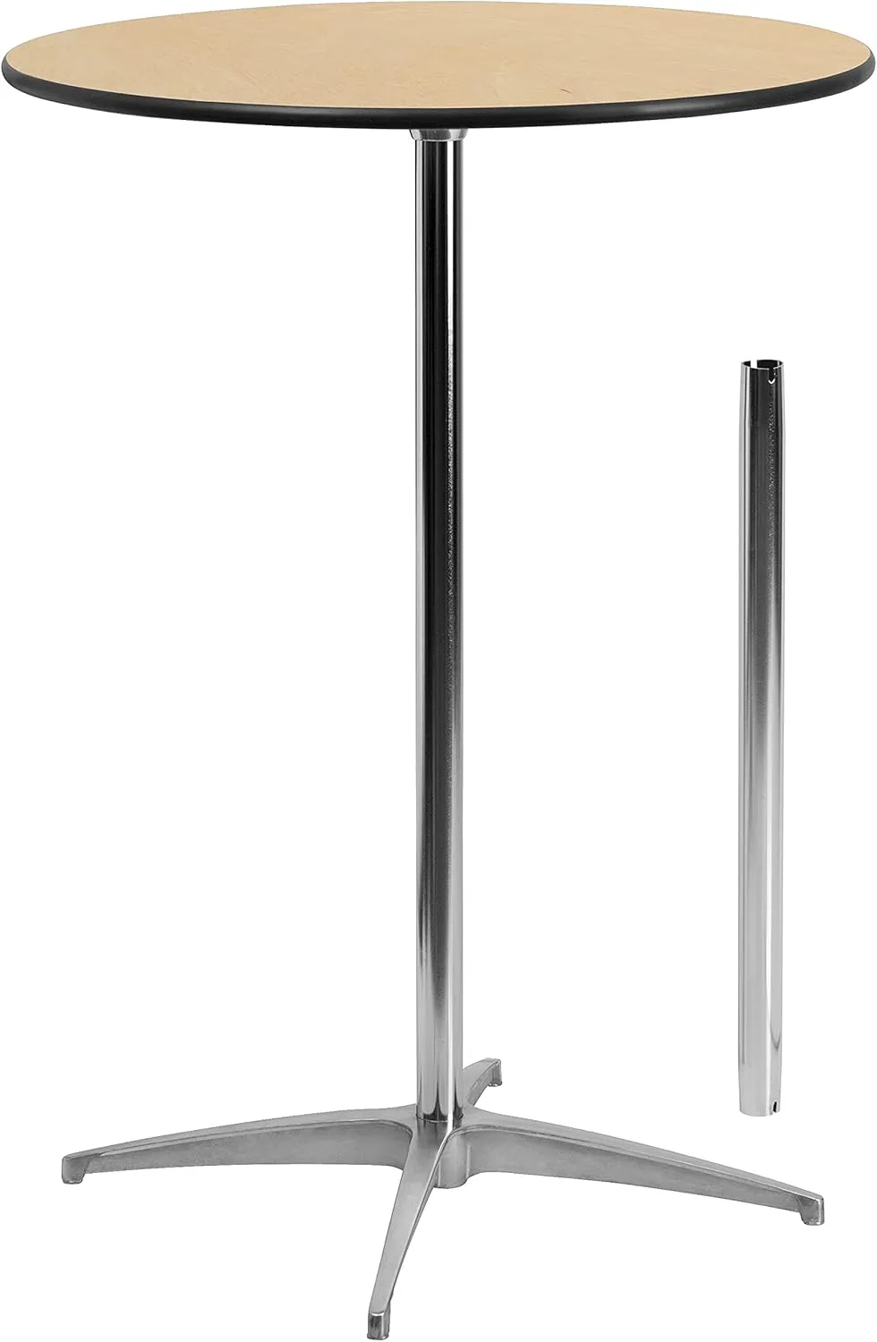 Flash Furniture Lars 30'' Round Wood Cocktail Table with 30'' and 42'' Columns, Adjustable Wood Bar Height Table for Events or Home Use, Natural