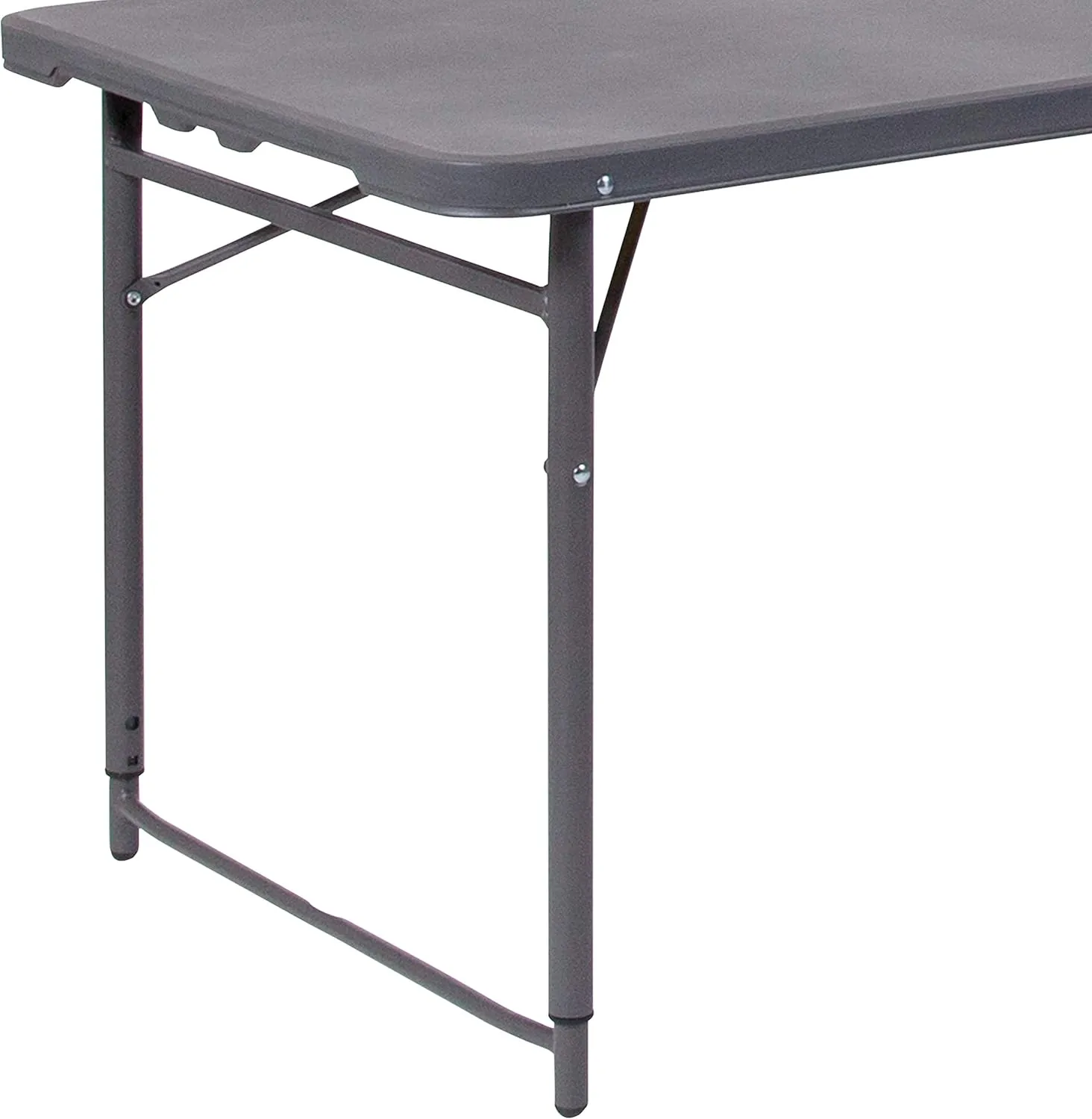 Flash Furniture Mills 4-Foot Height Adjustable Bi-Fold Dark Gray Plastic Folding Table with Carrying Handle
