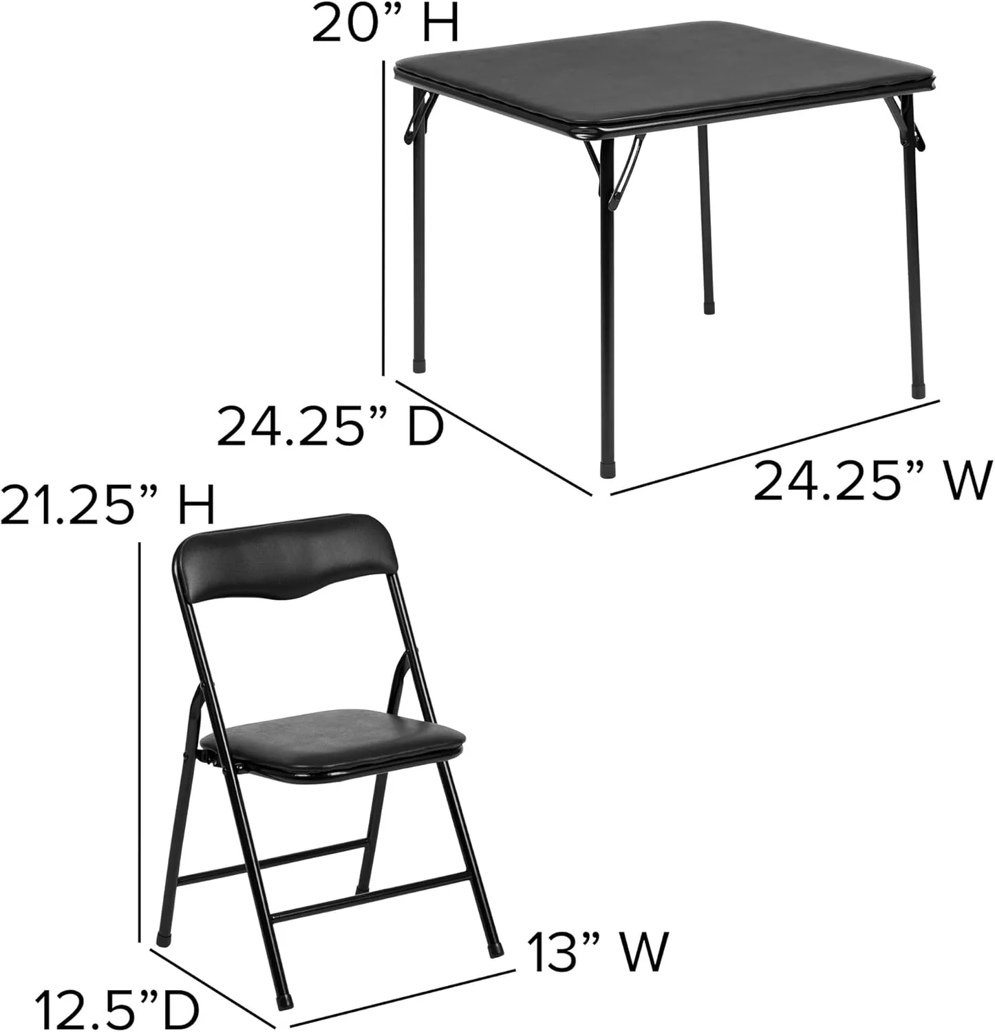 Flash Furniture Mindy Kids 5-Piece Folding Table and Chairs Set for Daycare and Classrooms, Children's Activity Table and Chairs Set, Black