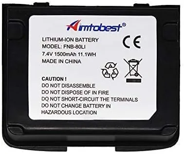 FNB-80Li 1500mAh Li-ion Battery Compatible for Yaesu Vertex VX-7R VX-6R VX-5R VX-6 VX-5 VXA-700 VXA-710 Standard Horizon HX460 HX470 HX471 Radio FNB-58Li FNB58Li FNB80Li SBR-40Li