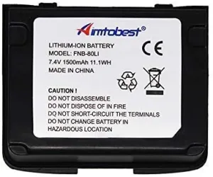 FNB-80Li 1500mAh Li-ion Battery Compatible for Yaesu Vertex VX-7R VX-6R VX-5R VX-6 VX-5 VXA-700 VXA-710 Standard Horizon HX460 HX470 HX471 Radio FNB-58Li FNB58Li FNB80Li SBR-40Li