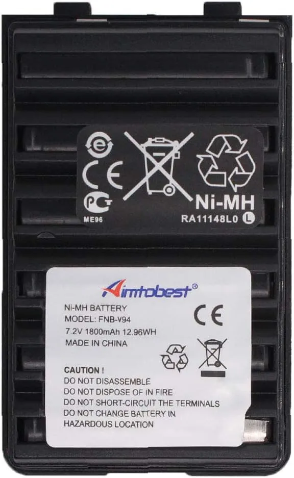 FNB-83 FNB-V94 FNB-V57 1800mAh Ni-MH Battery Compatible for Yaesu Vertex FT-60R FT60R FT-60 FT60 VX-150 VX-160 VX-170 VX-180 VXA-220 Standard Horizon HX270S HX370S HX500S HX600S Radio