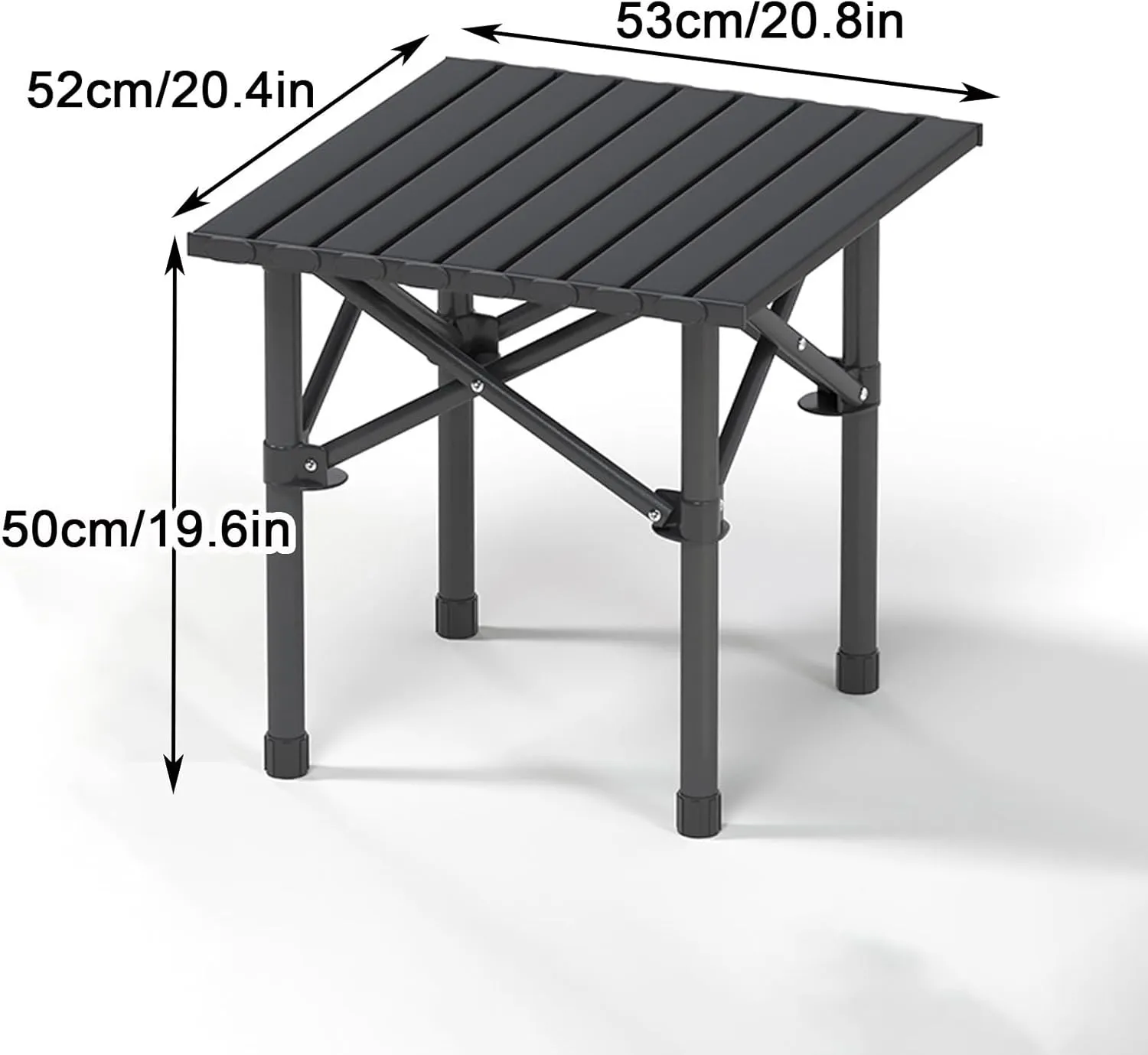 Folding Camping Table Portable Carbon Steel Frame Fold up Camping Tables Small Folding Table Portable Outdoor with Carry Bag(Black,53 * 52 * 50cm)