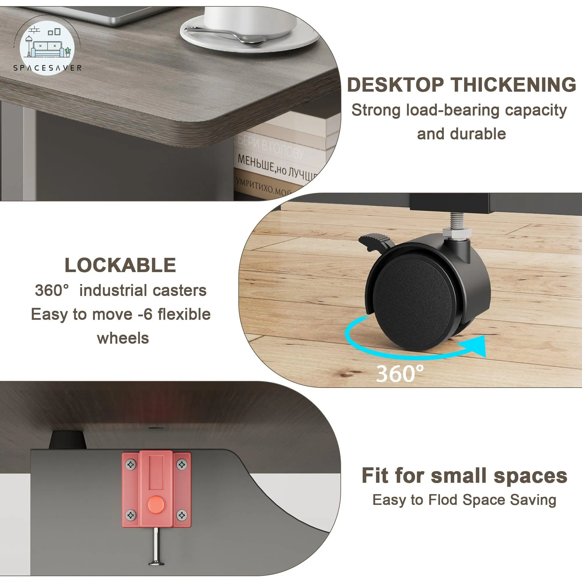 Folding Dining Table | Drop Leaf Design with 6 Wheels & 2-Tier Storage Shelf | Space-Saving Solution