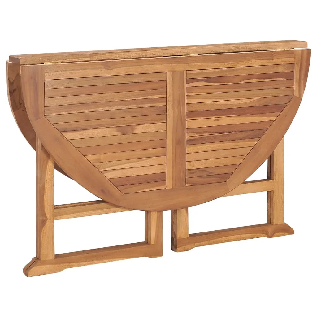 Folding Patio Dining Table Ø43.3"x29.5" Solid Wood Teak