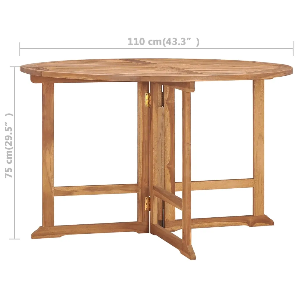 Folding Patio Dining Table Ø43.3"x29.5" Solid Wood Teak