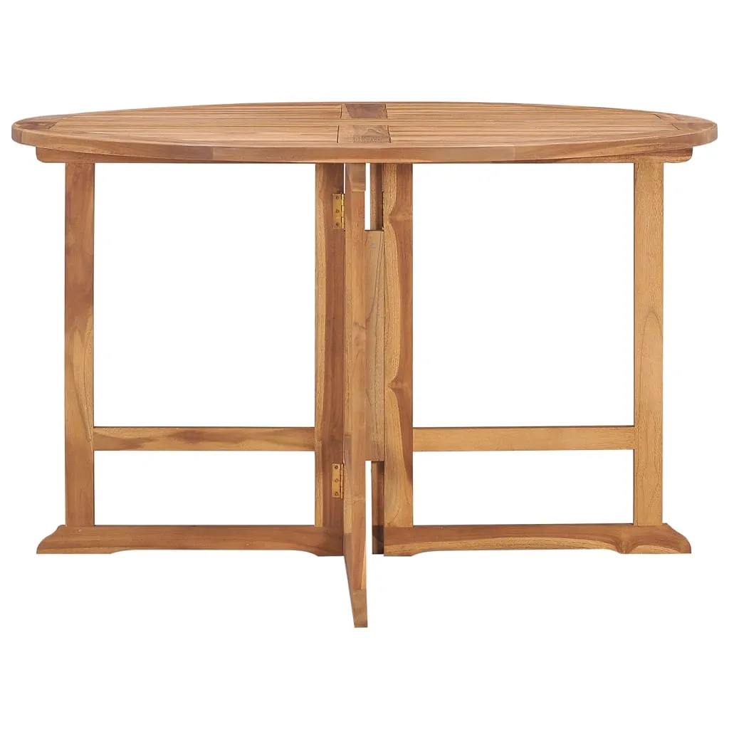 Folding Patio Dining Table Ø43.3"x29.5" Solid Wood Teak