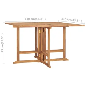 Folding Patio Dining Table 43.3"x43.3"x29.5" Solid Wood Teak