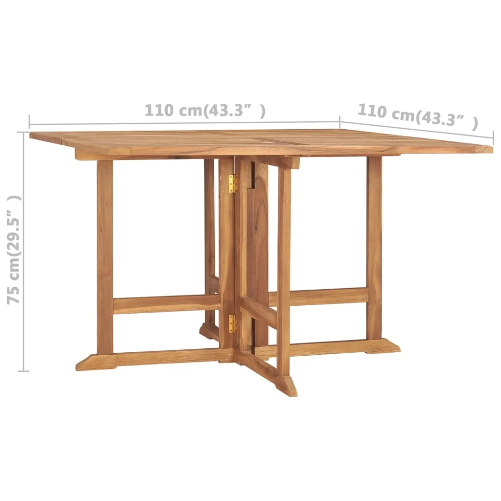 Folding Patio Dining Table 43.3"x43.3"x29.5" Solid Wood Teak