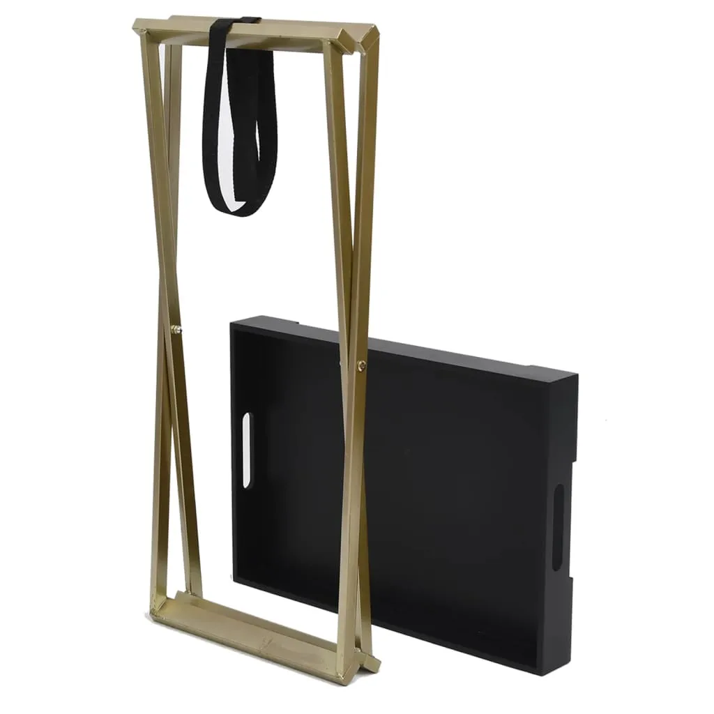 Folding Table Accent Foldable End Table with Iron Frame Gold and MDF