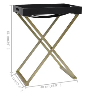 Folding Table Accent Foldable End Table with Iron Frame Gold and MDF