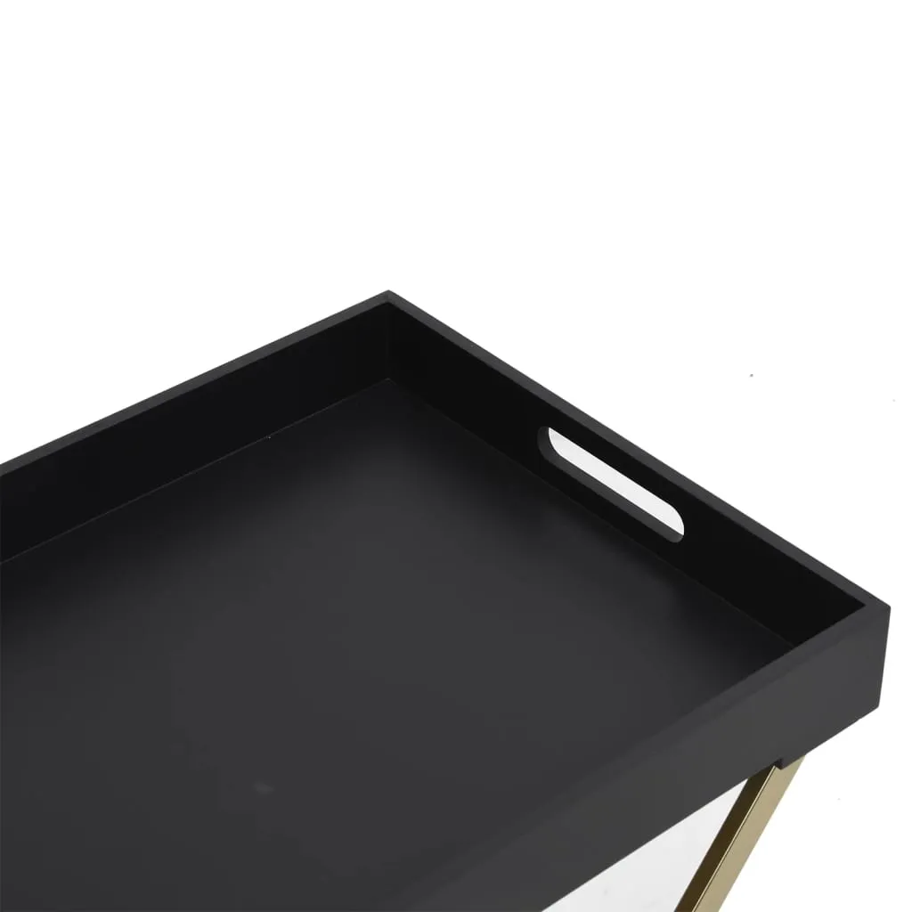 Folding Table Accent Foldable End Table with Iron Frame Gold and MDF